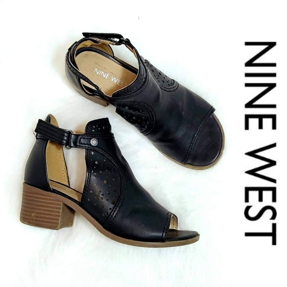 Nine West Girls Laser Cut Block Heel Bootie